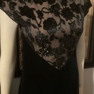 Black Dress with Floral Sequin Overlay